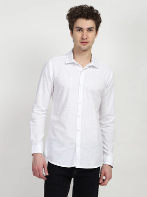 White Embroidered Cotton Shirt