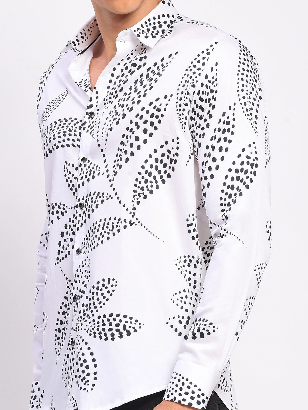 White & Black Printed Cotton Shirt - Global Republic