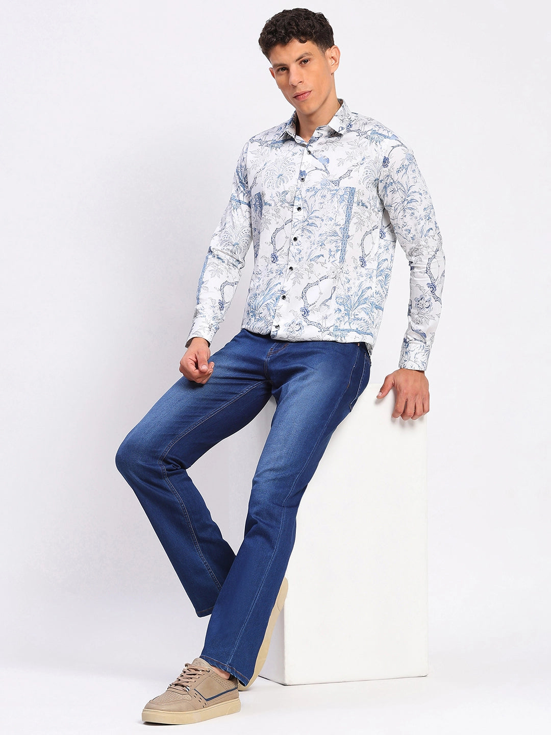 Stretchable Dark Blue Cotton Blend Jeans - Global Republic