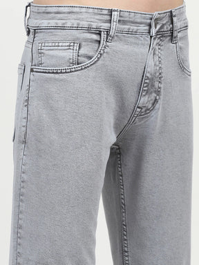 Grey Cotton Regular Fit Jeans