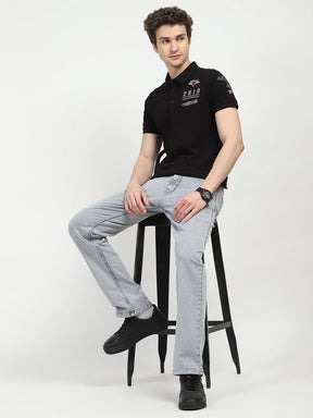 Grey Cotton Regular Fit Jeans