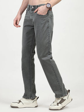 Olive Cotton Regular Fit Jeans