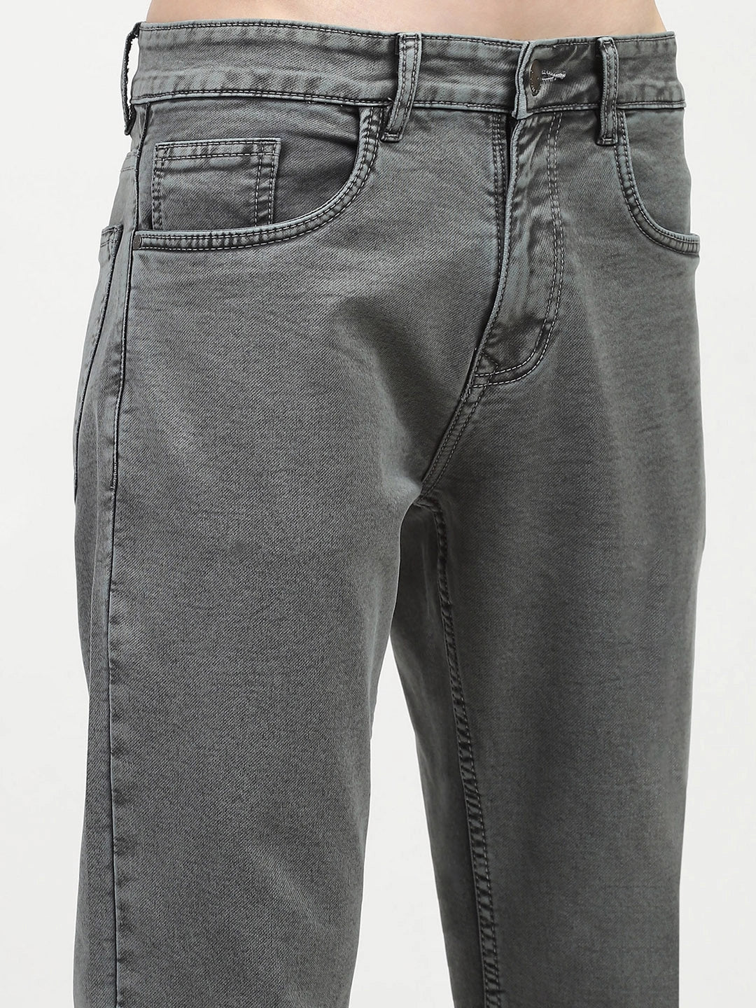 Olive Cotton Regular Fit Jeans