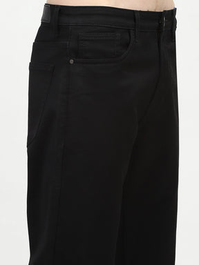 Jet Black Cotton Regular Fit Jeans