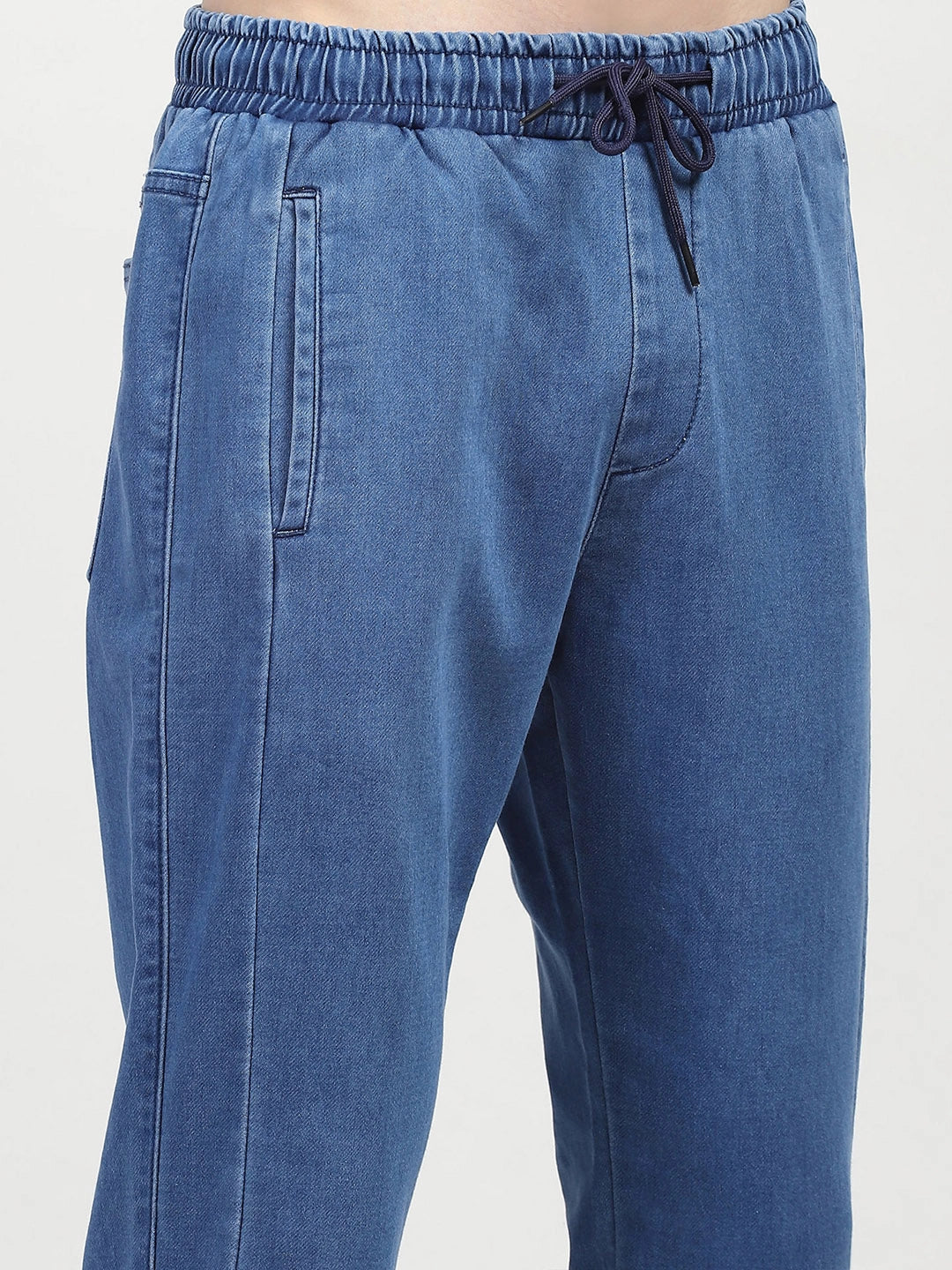Blue Stretchable Cotton Joggers