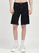 Navy Blue Cotton Denim Shorts