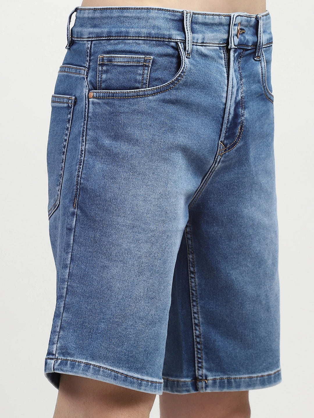 Blue Cotton Denim Shorts