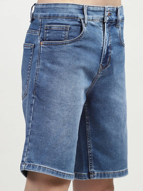 Blue Cotton Denim Shorts