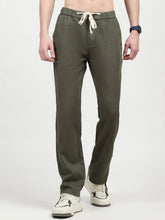 Olive Solid Cotton Loose Fit Trouser