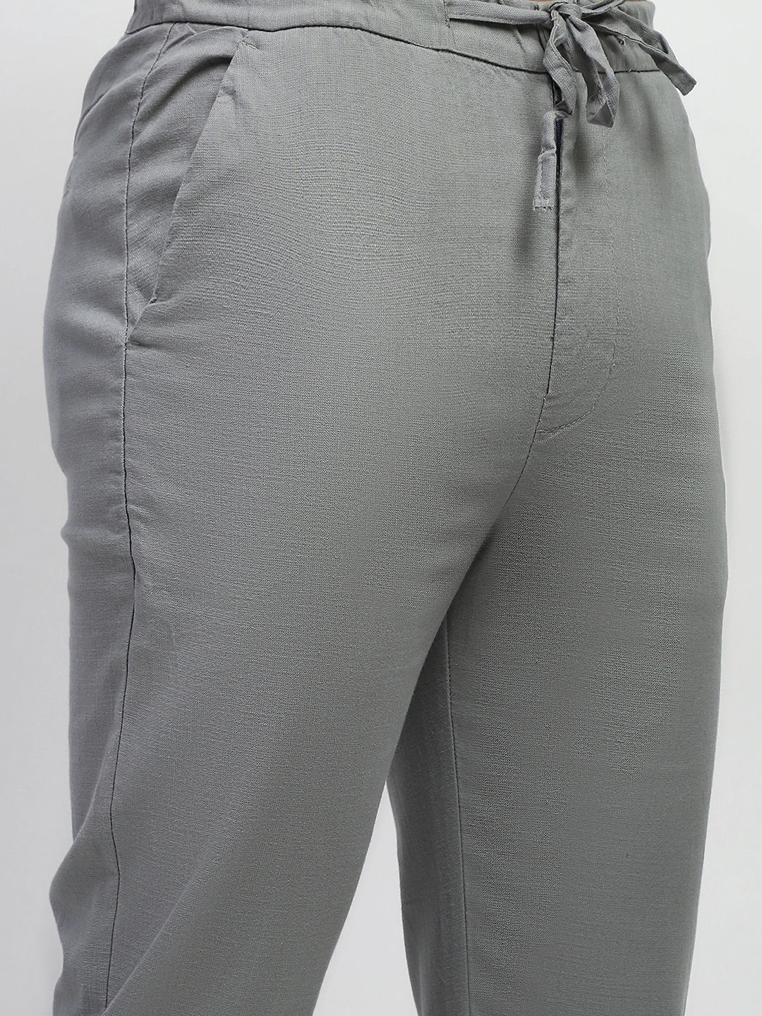 Olive Solid Cotton Regular Fit Trouser