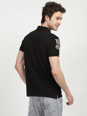 Black Cotton Polo T-shirt