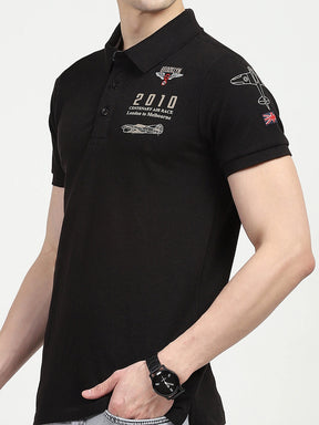 Black Cotton Polo T-shirt