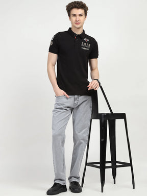 Black Cotton Polo T-shirt