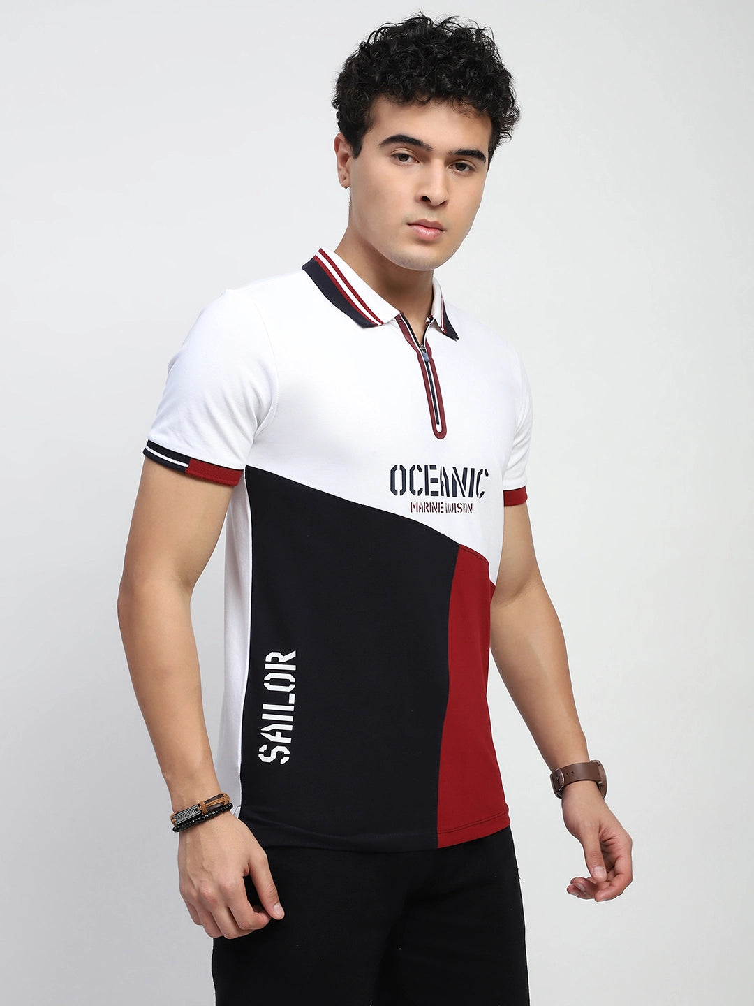 Color Block Cotton T-Shirt - Global Republic