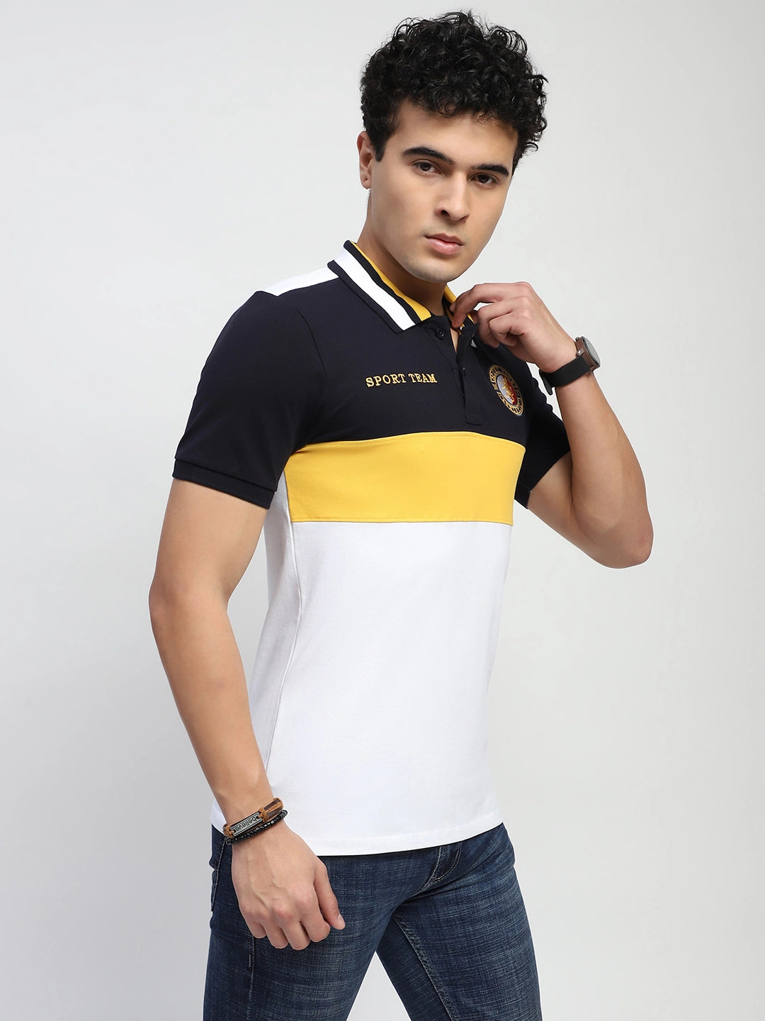 Color Block Cotton Polo T-Shirt - Global Republic