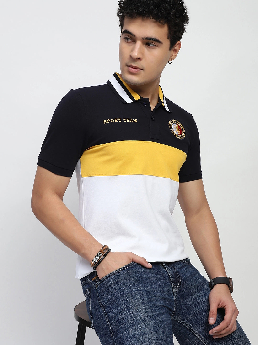 Color Block Cotton Polo T-Shirt - Global Republic