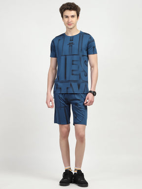 Blue Typography Viscose Set