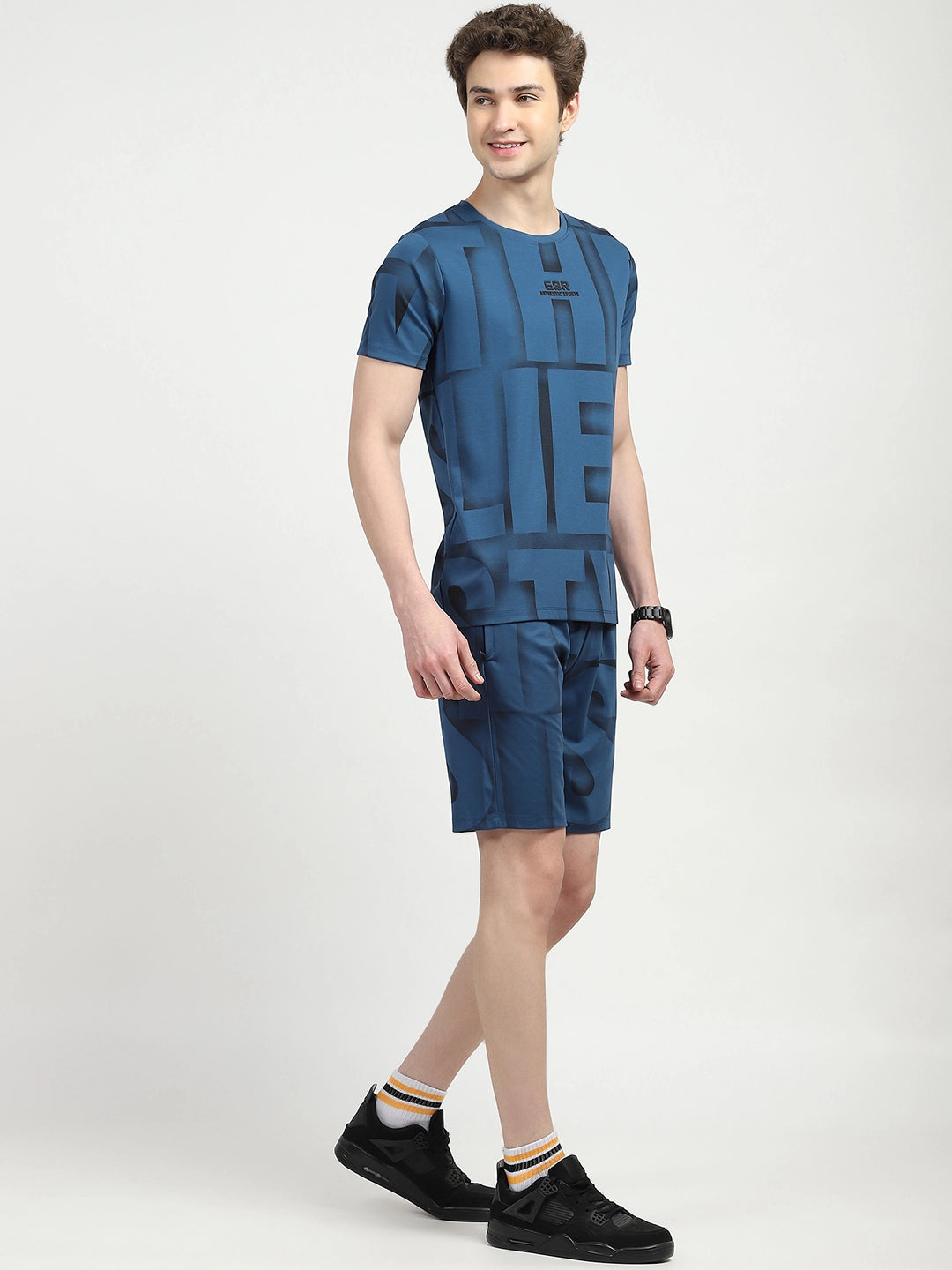 Blue Typography Viscose Set