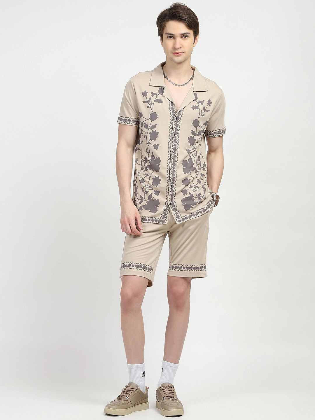 Beige Printed Viscose Set