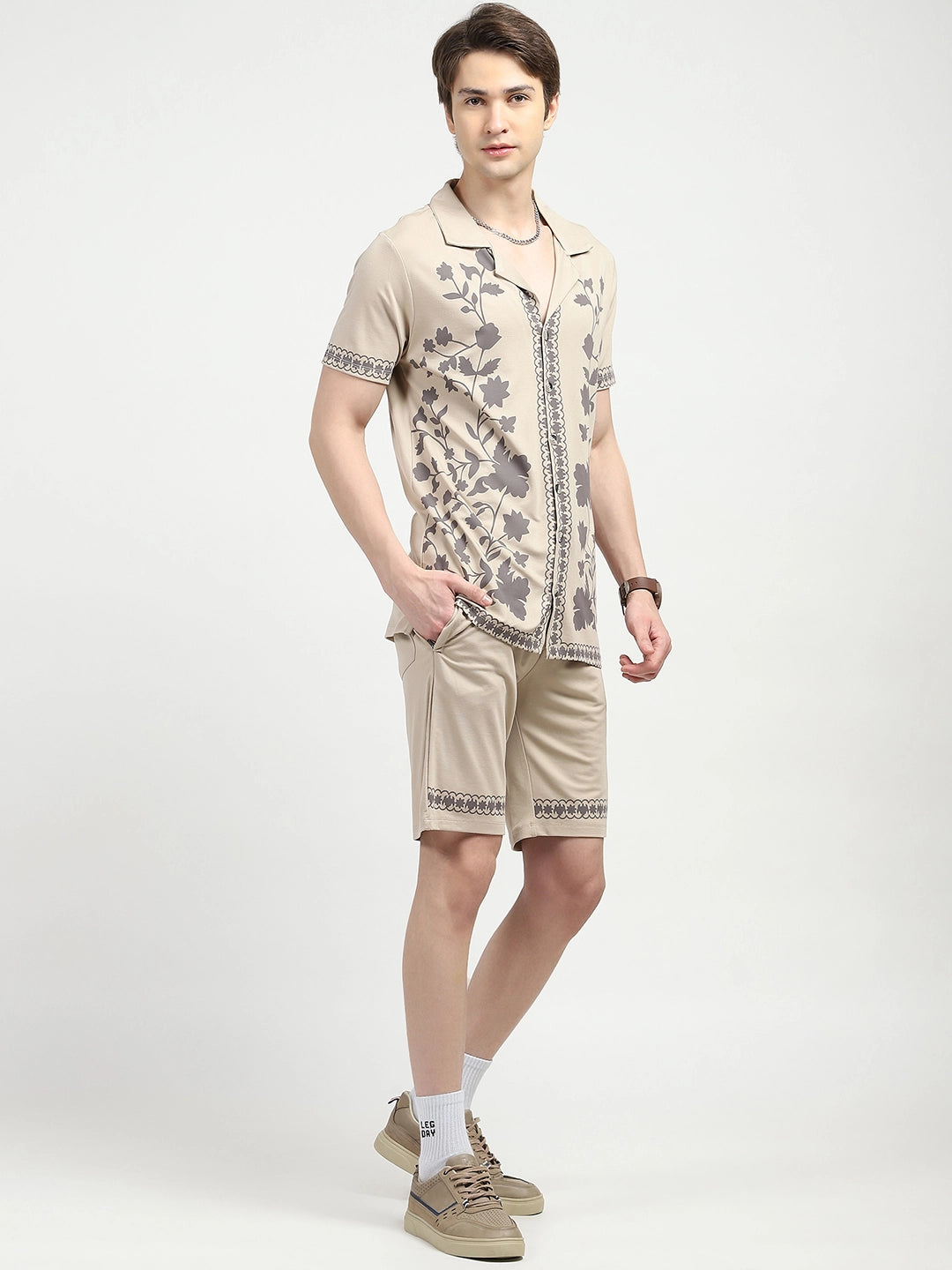 Beige Printed Viscose Set