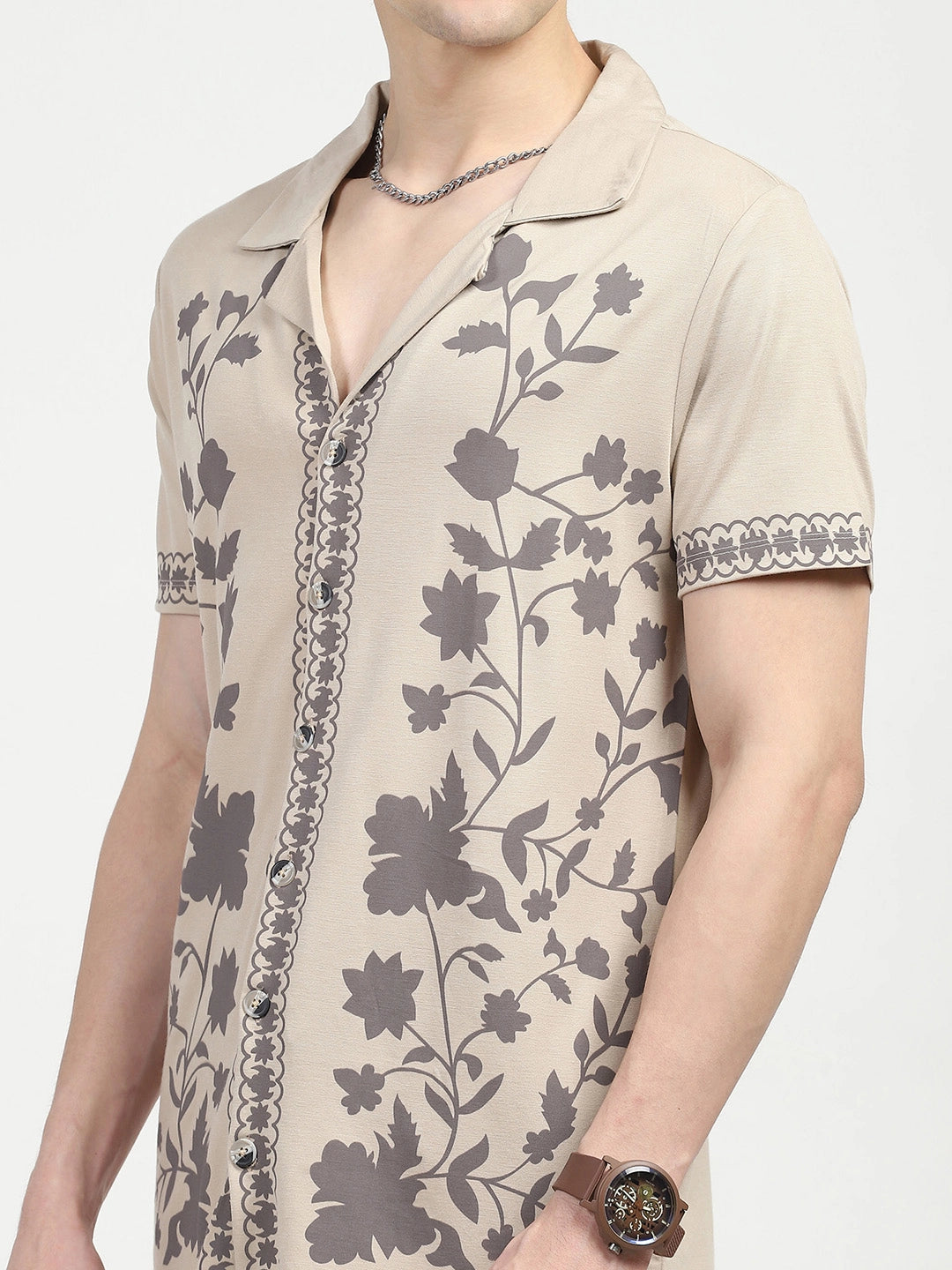 Beige Printed Viscose Set