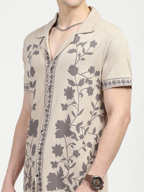 Beige Printed Viscose Set