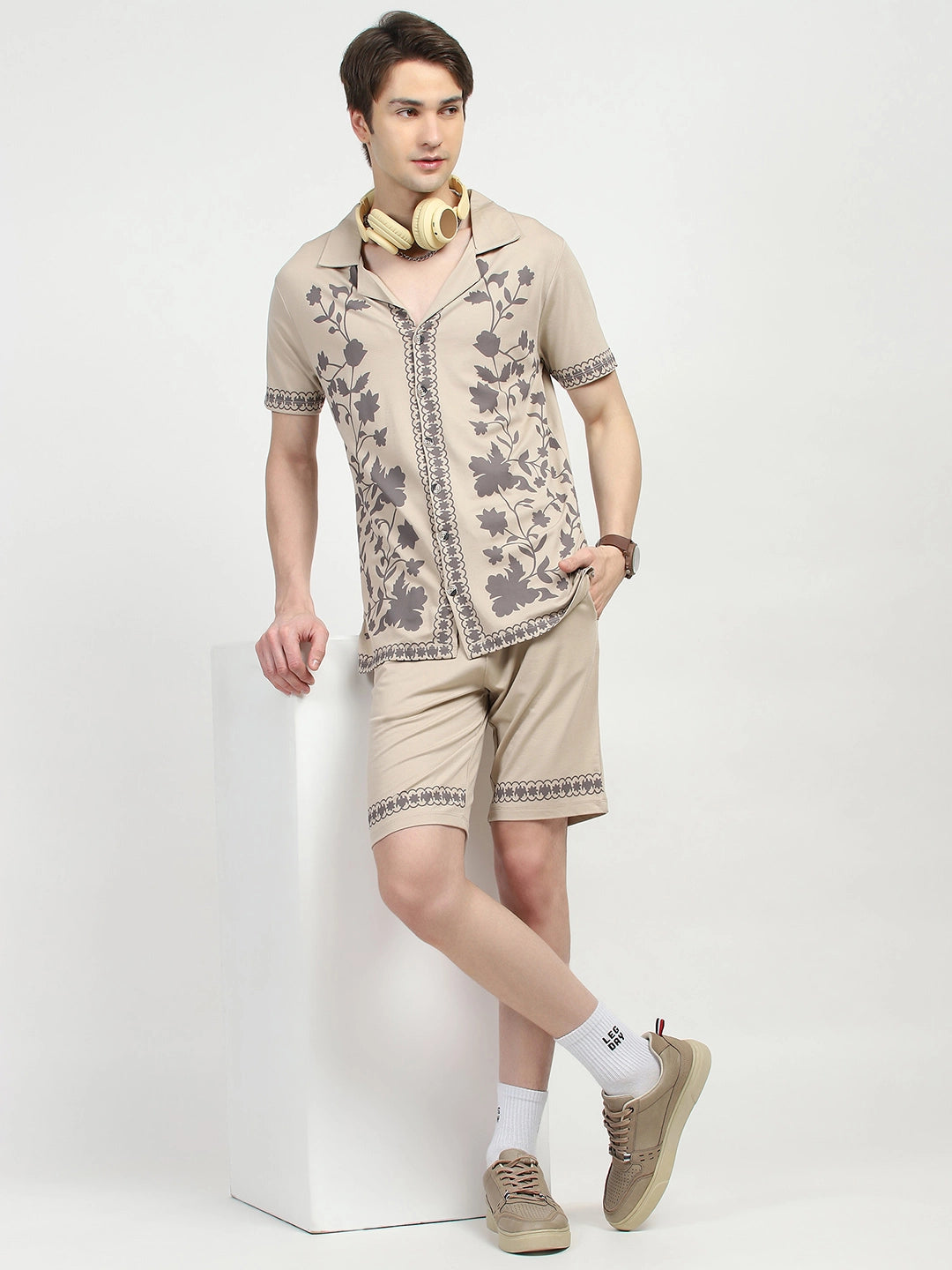 Beige Printed Viscose Set