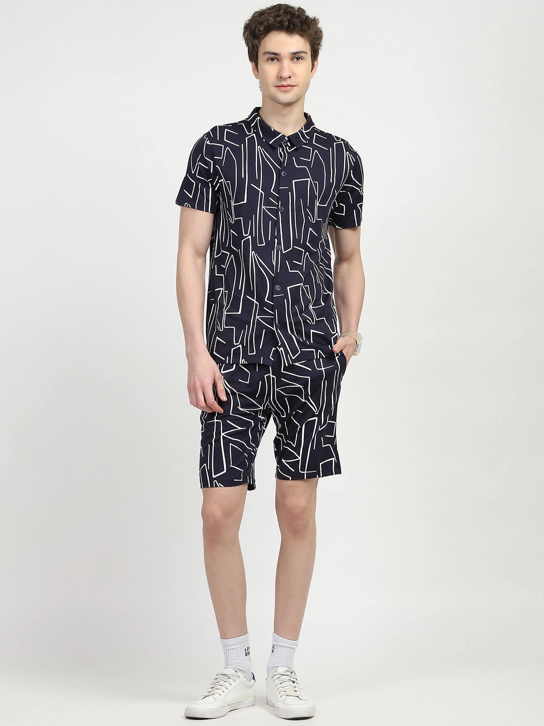 Navy Abstract Print Viscose Set - Global Republic