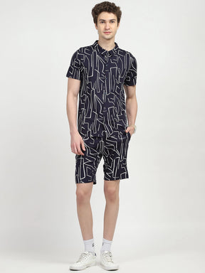 Navy Abstract Print Viscose Set