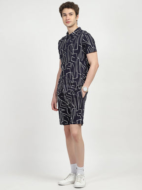 Navy Abstract Print Viscose Set