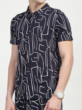 Navy Abstract Print Viscose Set