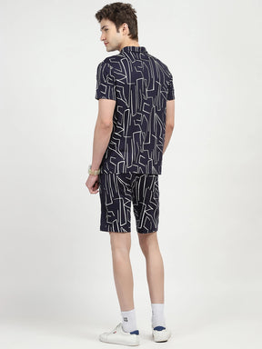 Navy Abstract Print Viscose Set
