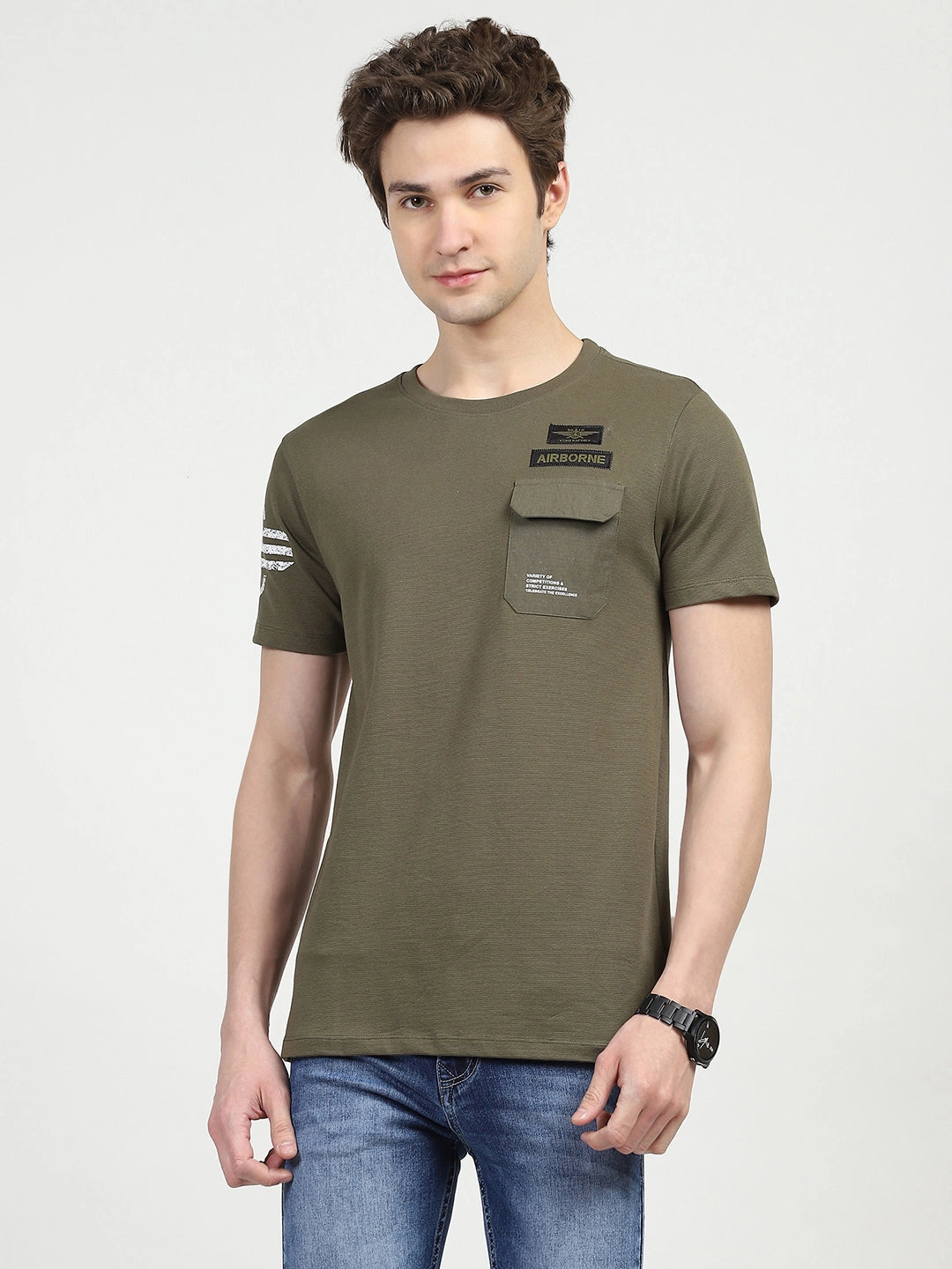 Cotton Graphic Olive T-shirt - Global Republic