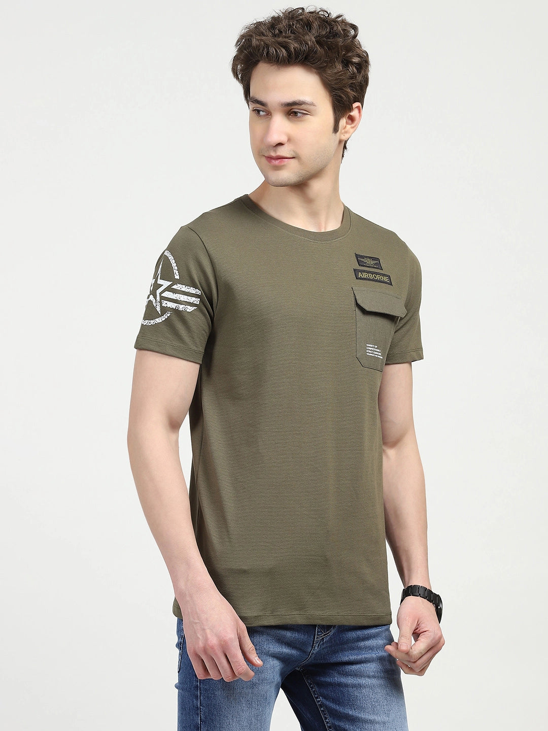 Olive Graphic Cotton T-shirt