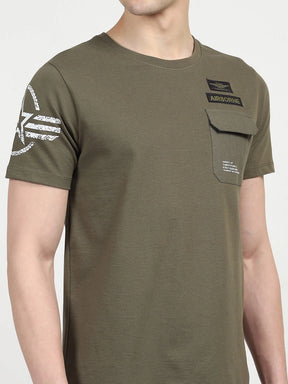Olive Graphic Cotton T-shirt