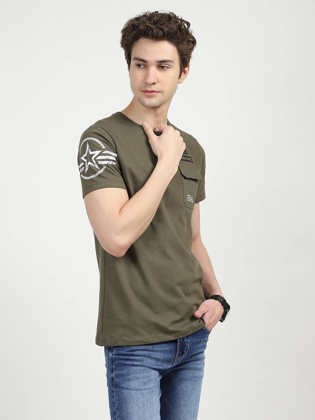 Olive Graphic Cotton T-shirt
