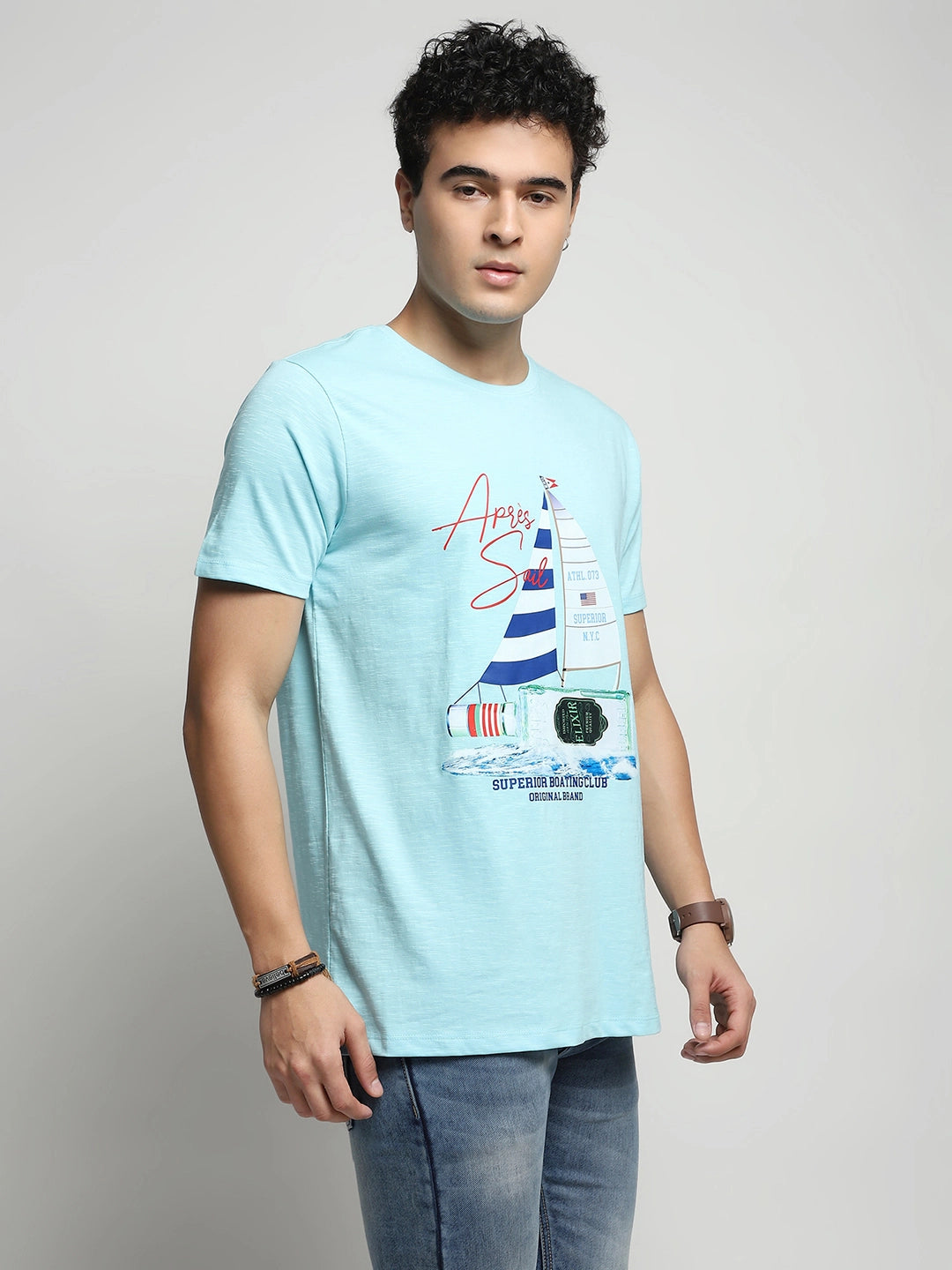 Aqua Graphic Cotton T-Shirt - Global Republic