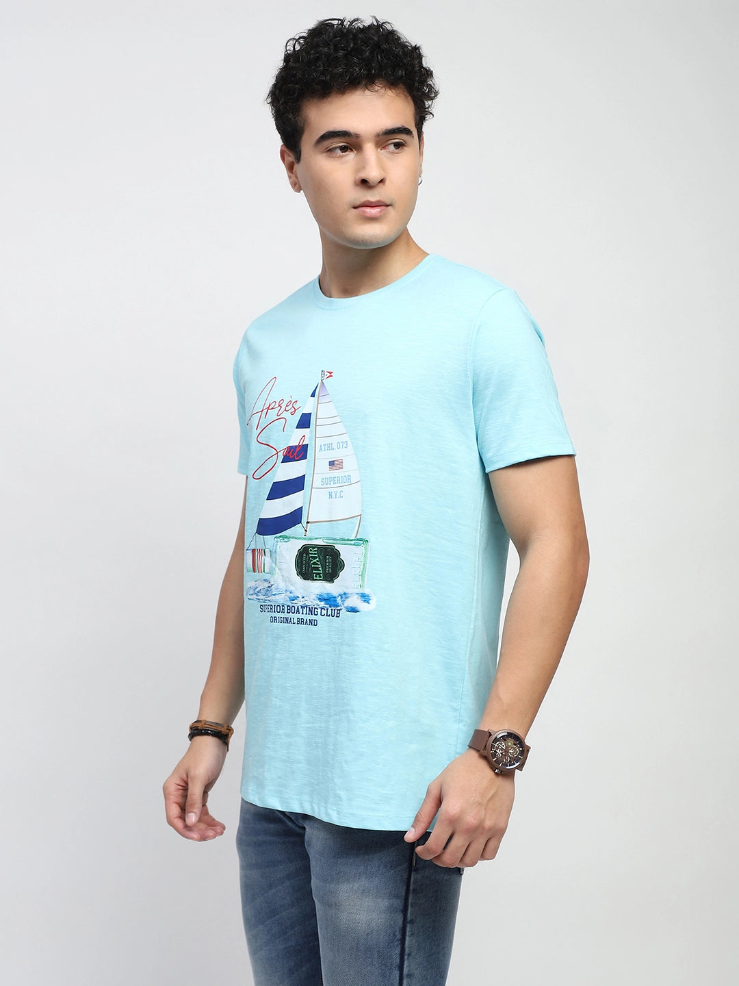 Aqua Graphic Cotton T-Shirt - Global Republic