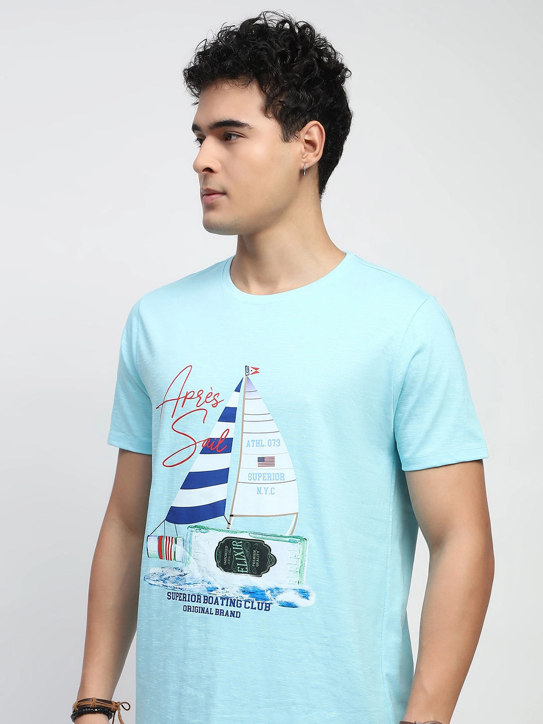 Aqua Graphic Cotton T-Shirt - Global Republic