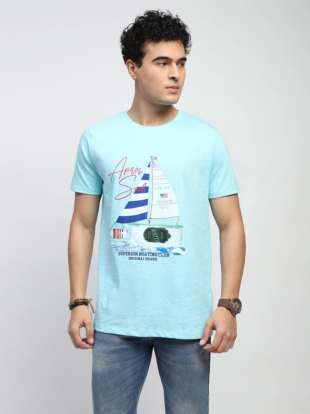 Aqua Graphic Cotton T-Shirt - Global Republic