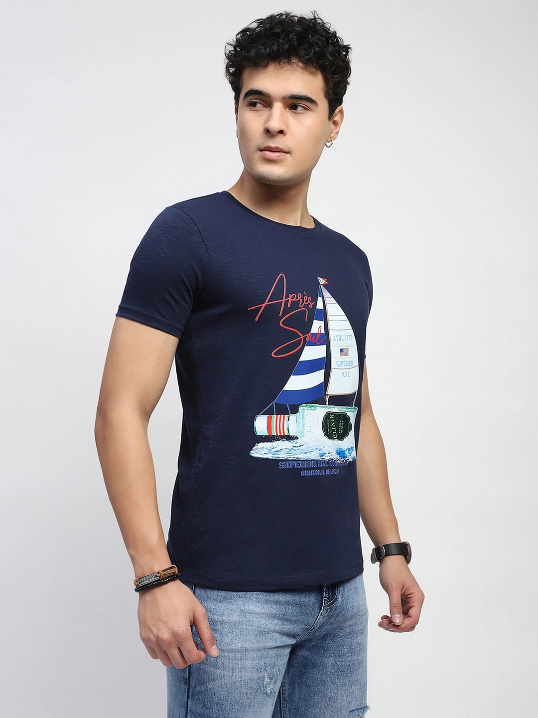 Navy Graphic Cotton T-Shirt - Global Republic