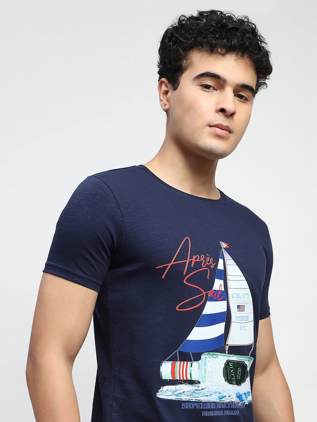 Navy Graphic Cotton T-Shirt - Global Republic