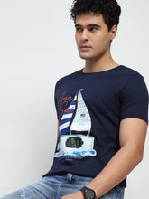 Navy Graphic Cotton T-Shirt
