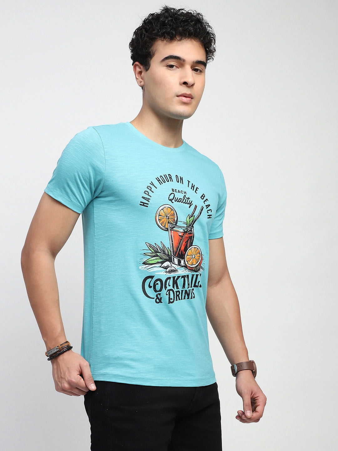 Blue Graphic Cotton T-Shirt - Global Republic