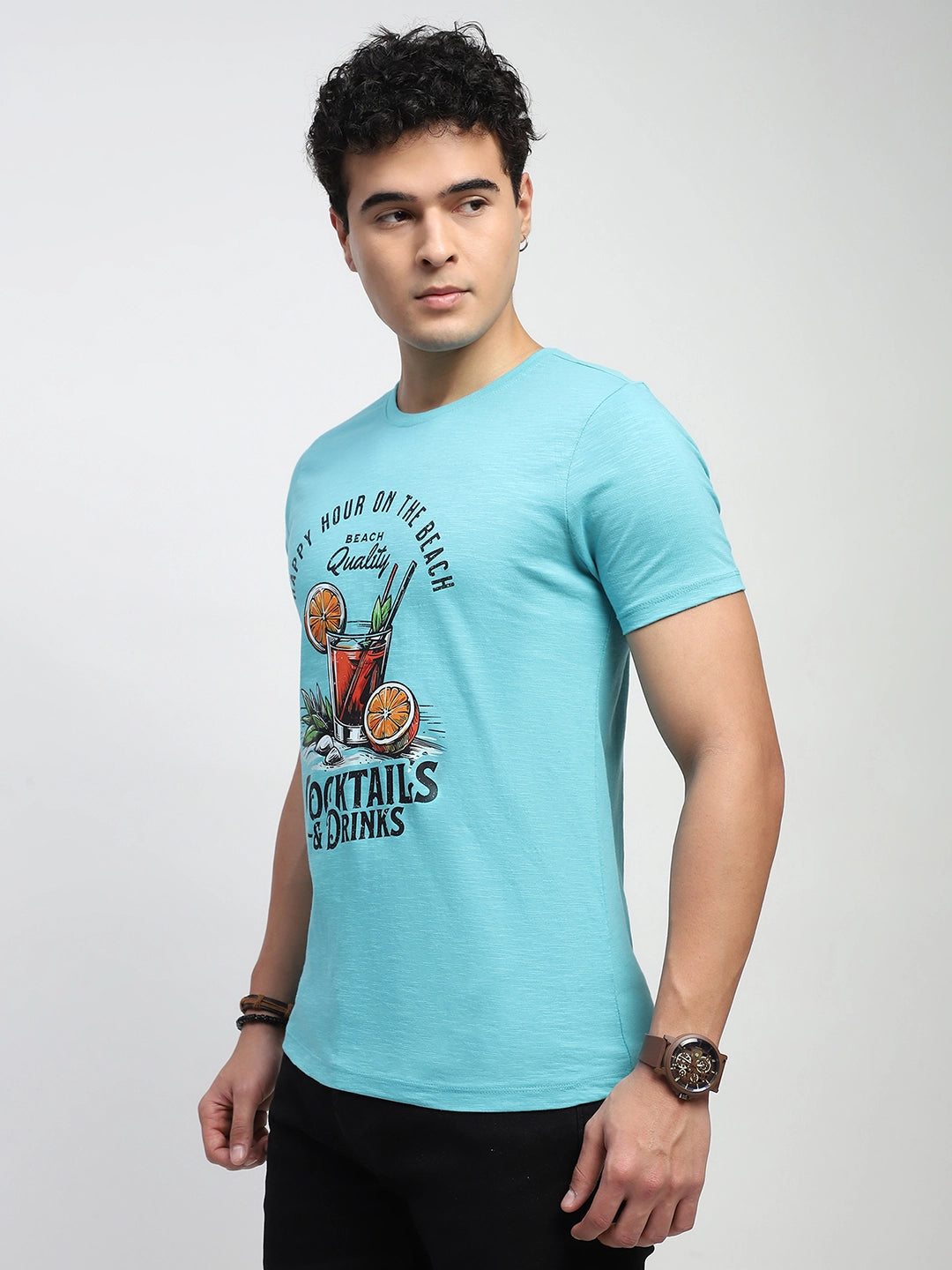 Blue Graphic Cotton T-Shirt - Global Republic