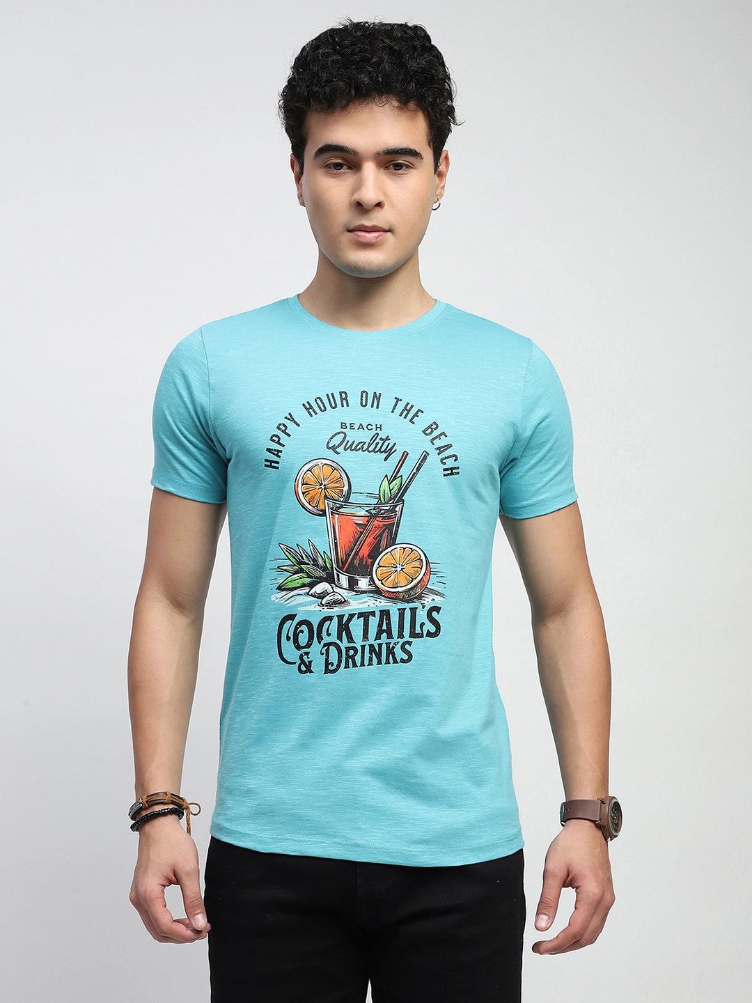 Blue Graphic Cotton T-Shirt - Global Republic