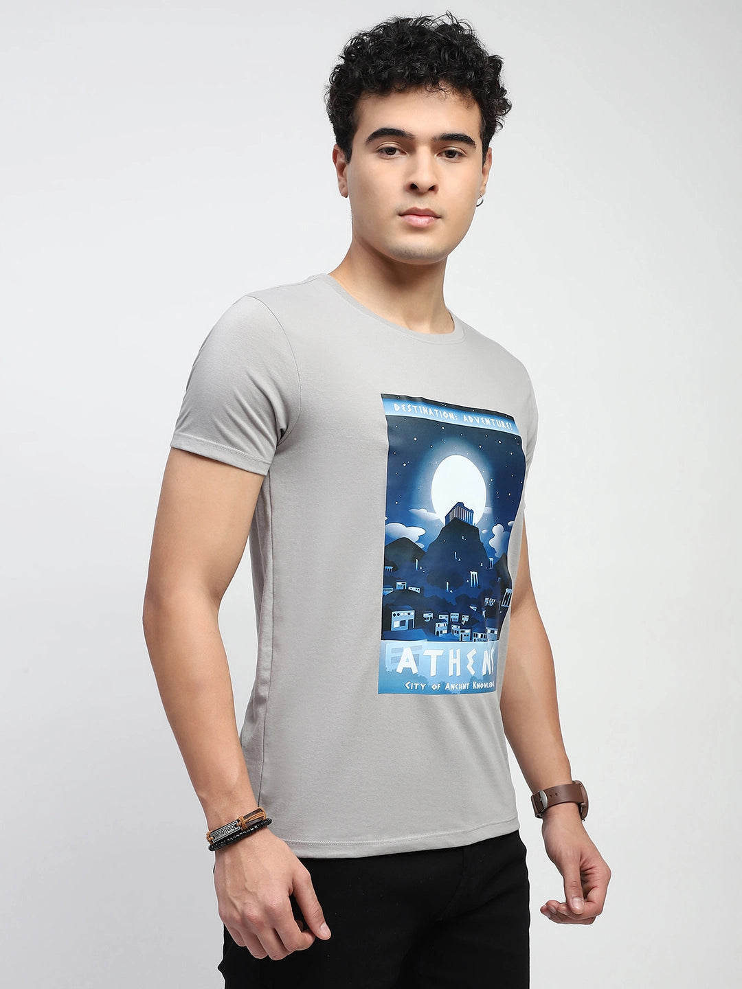 Grey Graphic Cotton T-Shirt - Global Republic