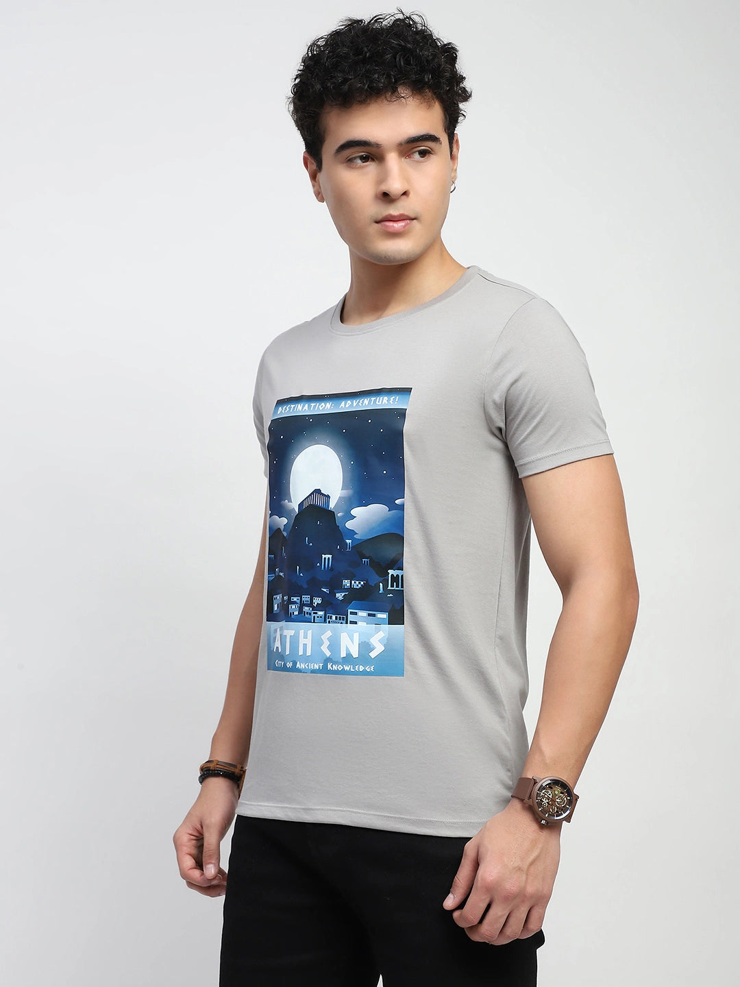 Grey Graphic Cotton T-Shirt - Global Republic