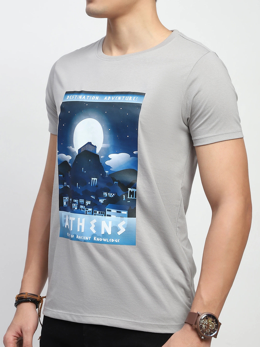 Grey Graphic Cotton T-Shirt - Global Republic