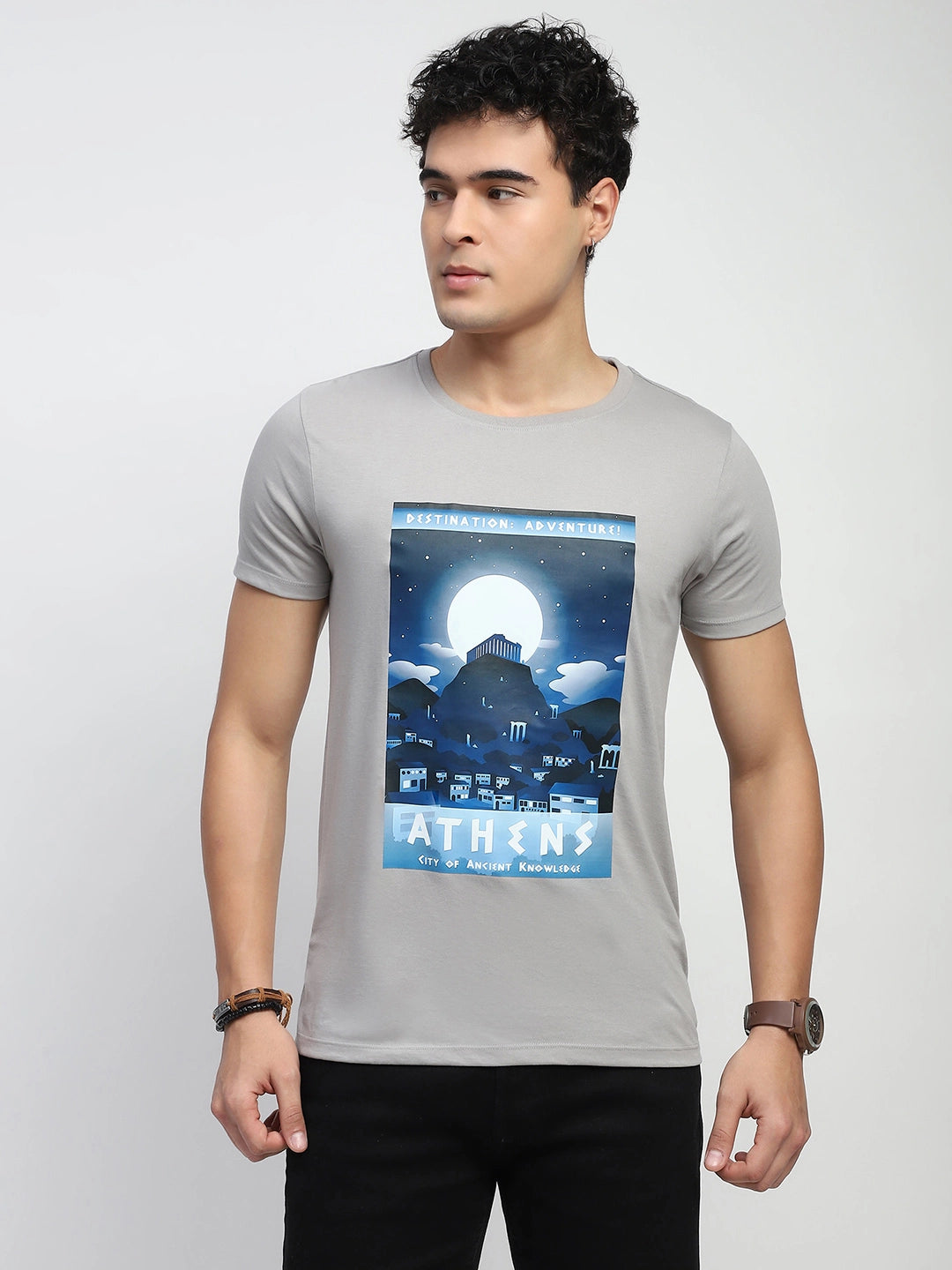 Grey Graphic Cotton T-Shirt - Global Republic